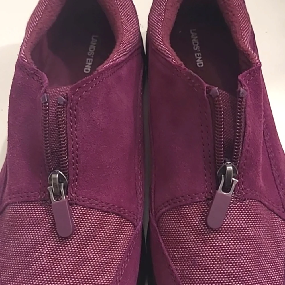 Lands’ End Suede Leather Boot Sneakers All Weather Insulated Half Zip Shoes NWOT